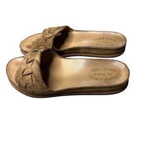 Kork-Ease Dolphin Braided Slide Sandals Suede Leather Boho Neutral Brown Sz 6